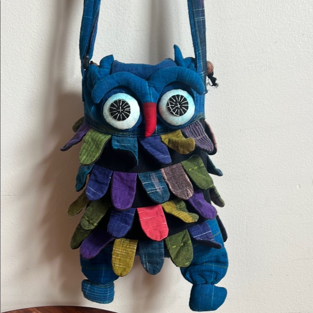 Hand Crafted Multicolor Owl Shoulder Bag